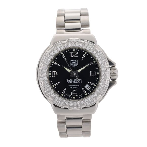 TAG Heuer Formula 1 WAC1214 Factory Diamond Bezel Black 37mm Ladies Watch